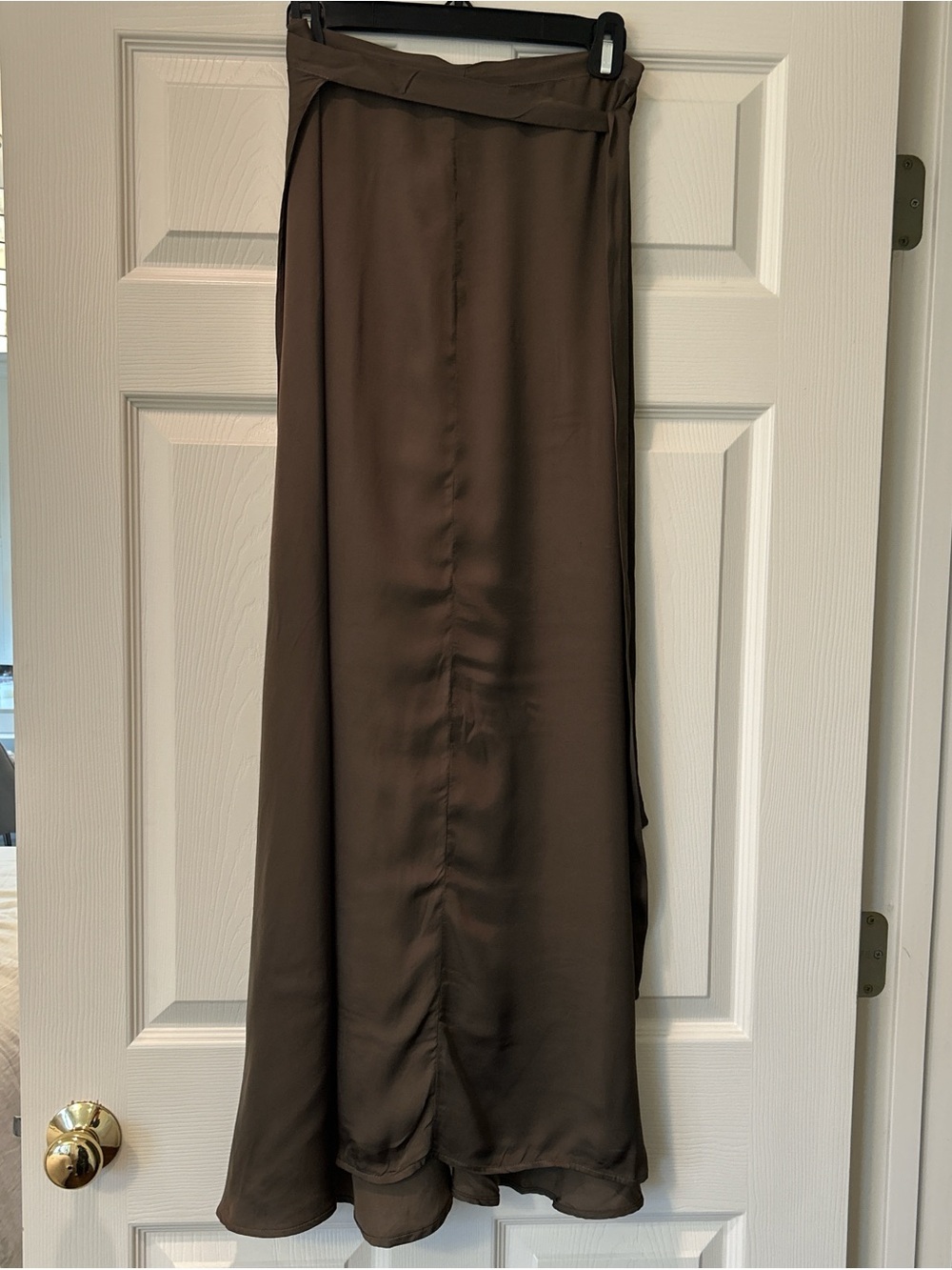 Nation LTD Brown Satin Wrap Maxi Skirt - Picture 2 of 3